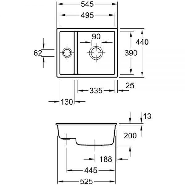 Ceramic Undermounted 1.5 sink Subway 60XU - Villeroy & Boch - Image 2