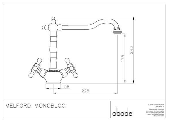 Melford Monobloc Tap in Antique Brass - Abode - Image 2