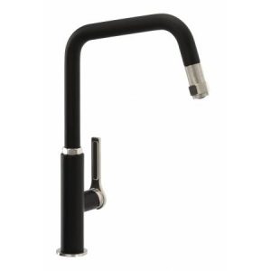 Hex Single Lever Pull Out Tap Black Brushed Nickel - Abode