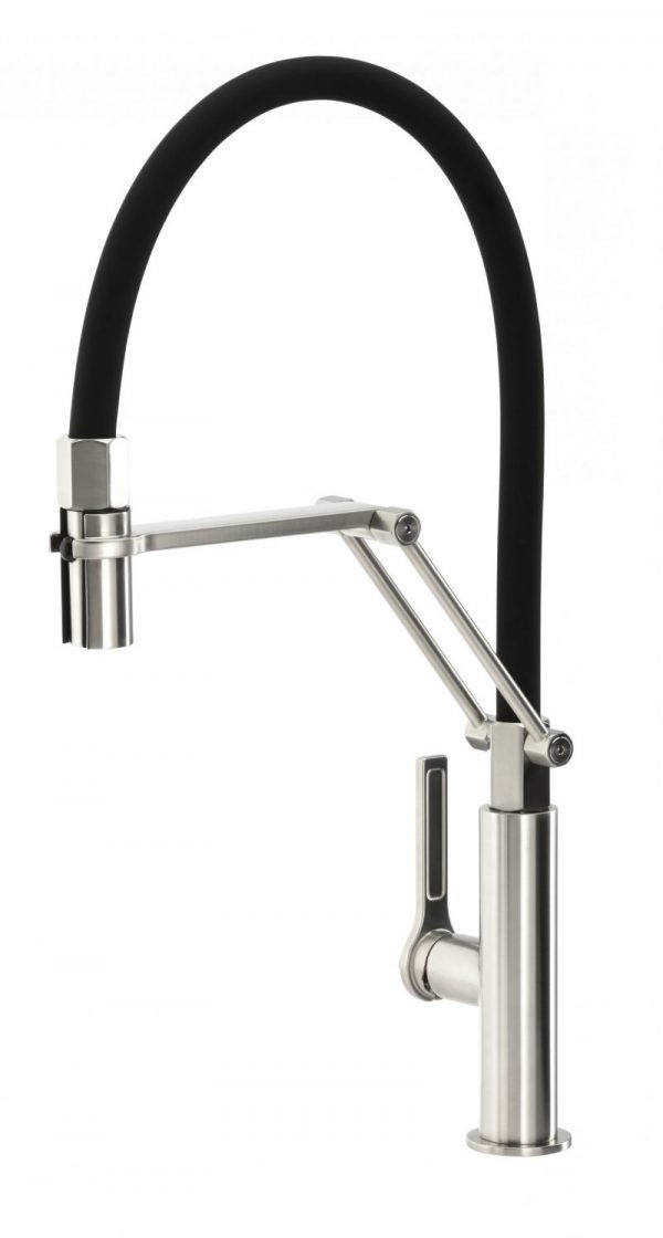 The Hex Professional Tap Matt Black and Brushed Nickel - Abode