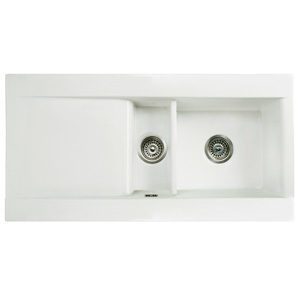 RDI015NS 1.5 bowl ceramic inset sink with drainer - Regis