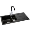 Zero White Metallic Granite Sink with 1.5 bowl and drainer - Abode - Image 4