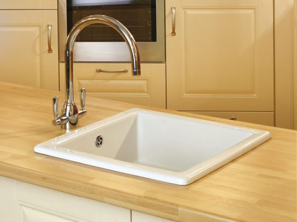 Square single bowl ceramic sink inset/undermount- Shaws of Darwen - Image 2