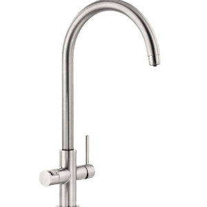 Pronteau Prothia Slimline Monobloc 3 n 1 swan neck Hot water tap in Brushed Nickel - Abode