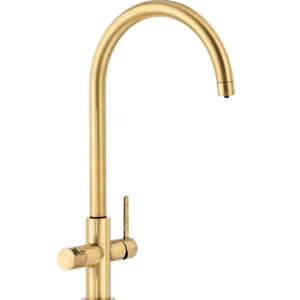 Pronteau Prothia Slimline Monobloc Swan 3 N 1 Tap in Brushed Brass - Abode