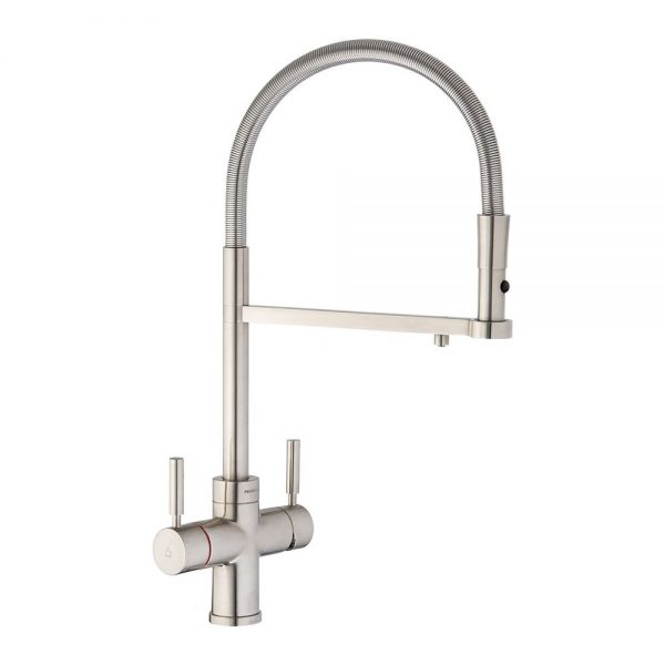 Pronteau Professional Steaming 3N1 Monobloc tap in Brushed Nickel - Abode