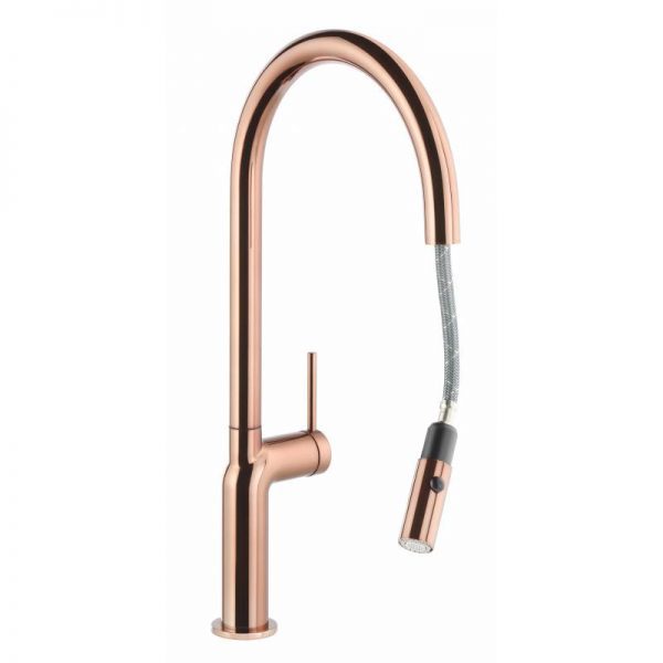 Tubist Tap with pull out spray in Polished Copper - Abode