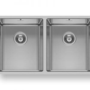 Astris Double Bowl Undermount Brushed Stainless Steel Sink - Pyramis