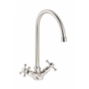 Burford Monobloc tap with Cross Head Handles Brushed Nickel - Abode