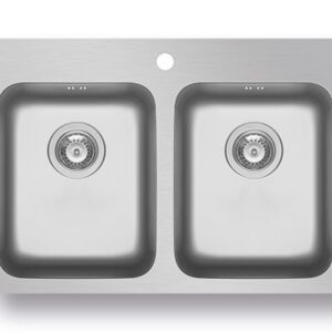 Zeria Double Bowl Brushed Stainless Steel Sink - Pyramis