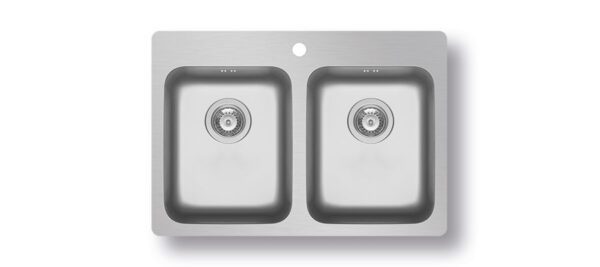 Zeria Double Bowl Brushed Stainless Steel Sink - Pyramis