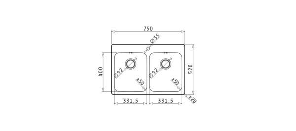Zeria Double Bowl Brushed Stainless Steel Sink - Pyramis - Image 2