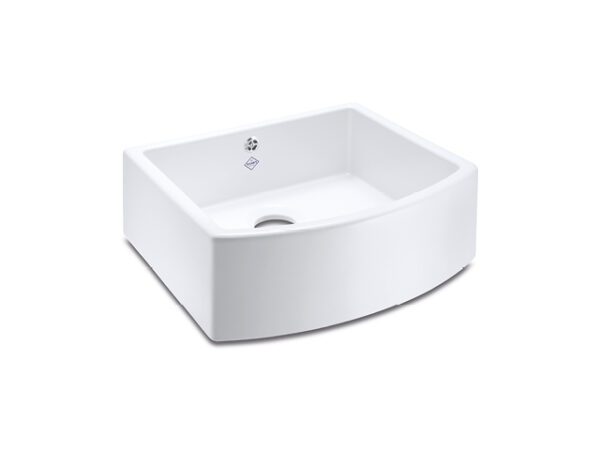 Waterside Bow Fronted 600 Single Bowl Ceramic Sink - Shaws of Darwen