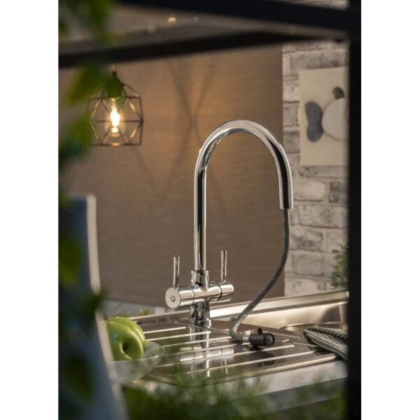 Zest Monobloc Tap with Pullout Spray in Chrome - Abode - Image 4