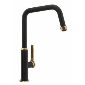 Hex Single Lever tap in Matt Black and Antique Brass