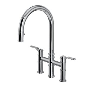 Armstrong Bridge Mixer with Pull-Down Spray and Textured Handle - Perrin & Rowe