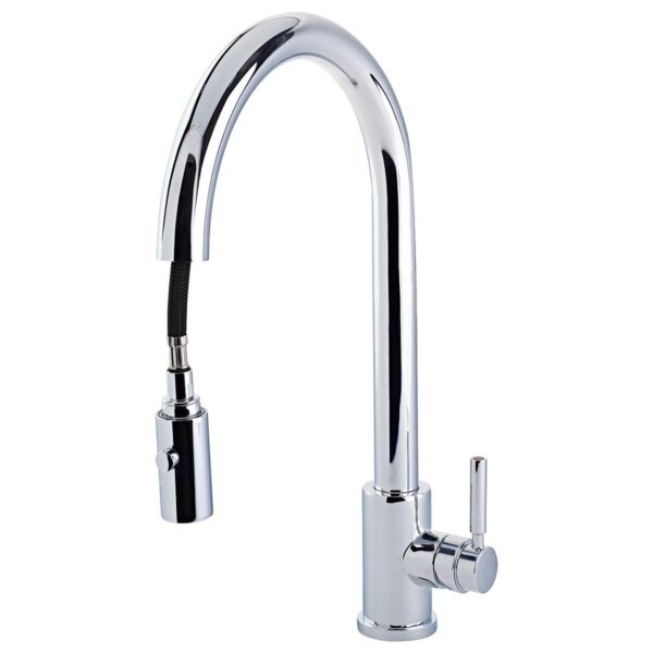 Juliet Mono Mixer tap with Pull Down Rinse in Chrome - Perrin & Rowe