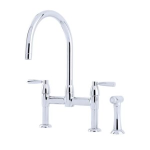 Langbourn Bridge Sink Mixer Tap with lever handles and Rinse - Perrin & Rowe