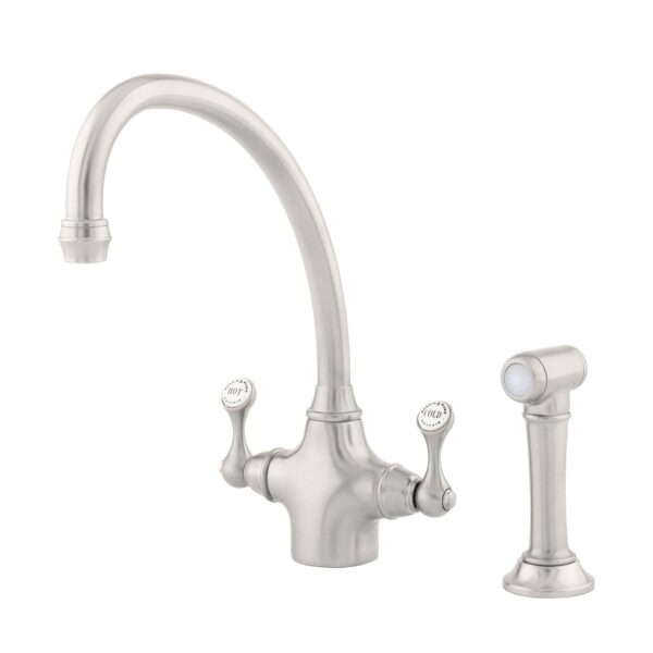 Etruscan Monobloc Sink Mixer with Levers and Rinse in Chrome - Perrin & Rowe