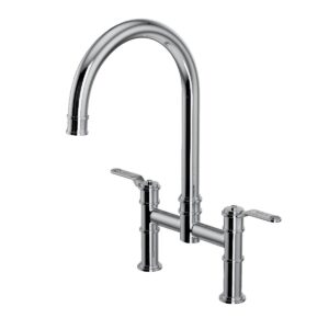 Armstrong Bridge Mixer Tap in Polished Chrome with Textured Handle - Perrin & Rowe