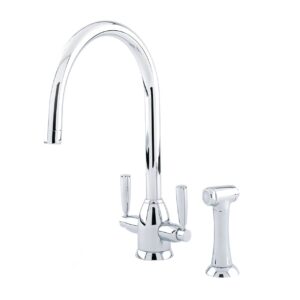 Langbourn Monobloc tap with C Spout & Rinse Chrome - Perrin & Rowe