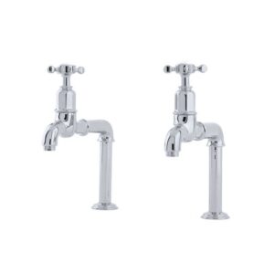 Ionian Deck Mounted Bibcock Taps Cross Top Handles in Chrome- Perrin & Rowe