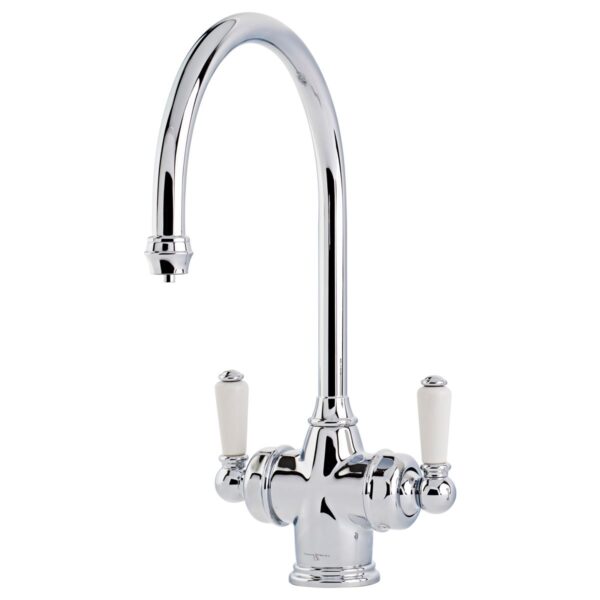 Phoenician  Sink mixer with Filtration and white Porcelain handles- Perrin & Rowe