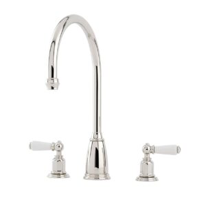 Phoenician Three Hole Mixer Tap with Porcelain Lever Handles - Perrin & Rowe