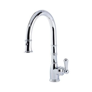 Provence Sink Mixer with Single Lever and Pull-Down Rinse in Chrome - Perrin & Rowe