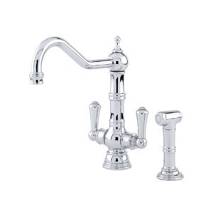Provence Sink Mixer with Twin Lever handles and Rinse - Perrin & Rowe