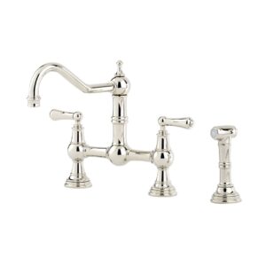 Provence Sink Mixer with Lever Handles and Rinse in Chrome - Perrin & Rowe