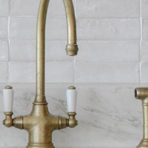 Phoenician Monobloc tap with Lever and Rinse in Aged Brass - Perrin & Rowe