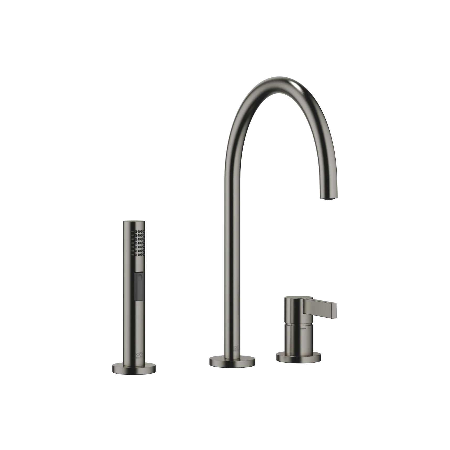 Tara Ultra two hole mixer tap Brushed Dark Platinum with Rinsing Spray set - Dornbracht