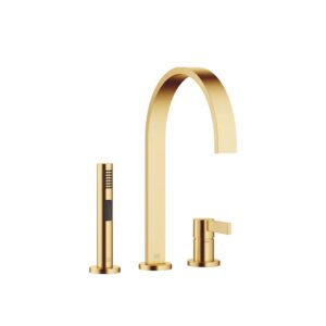 MEM Two hole Mixer with individual rosettes and rinsing spray set Brushed Durabrass (Gold)  - Dornbracht