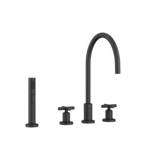 Tara 4 Hole Mixer Tap with Rinse in Matt Black - Dornbracht