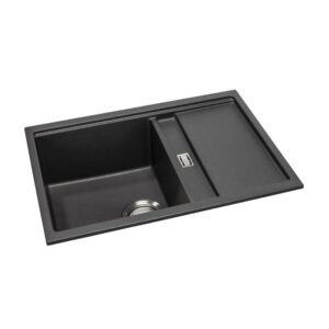 Synchronist 1.25 Bowl Compact Composite Reversible Sink & Drainer in Black Granite - Abode