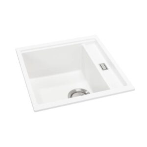 Synchronist 1.25 Bowl Compact Composite Reversible Sink in White Granite - Abode
