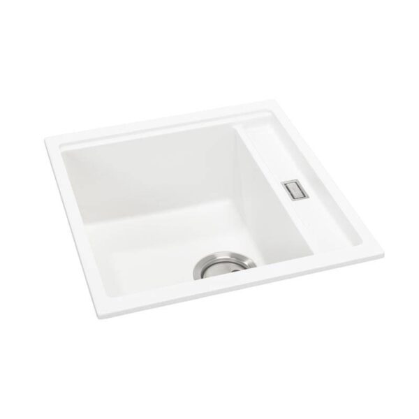 Synchronist 1.25 Bowl Compact Composite Reversible Sink in White Granite - Abode