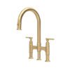 Southbank Bridge Deck mounted Sink Mixer Tap with Pull-Down Rinse in Satin Brass - Perrin & Rowe