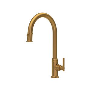 Southbank Monobloc Sink Mixer with Pull-Down Rinse in Aged Brass - Perrin & Rowe