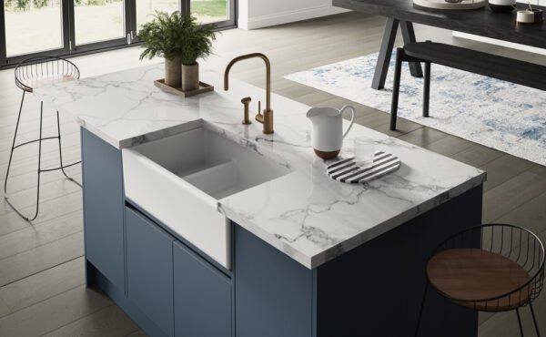 Hawkshaw  800 1.5 ceramic sink with Lowered Central Divide - Shaws of Darwen