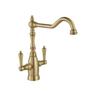 Mayenne Dual Lever Mixer Tap in Antique Brass