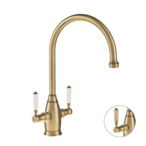 Oxbury Dual Lever Monobloc Tap in Antique Brass -Abode