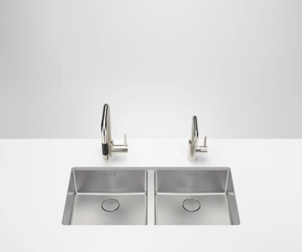 Dornbracht Brushed Stainless Steel Double Equal Bowl Sink - 38-240-004-86