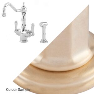Provence Sink Mixer Tap with Filtration and Rinse in Satin Brass - Perrin & Rowe