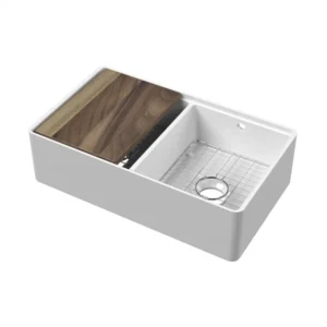 Butler Double Bowl Ledged Plain Fronted Ceramic Sink - Regis