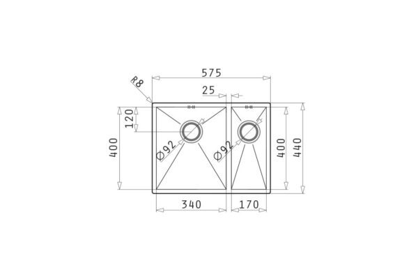 Tetragon 1.5 Sink in Brushed Stainless Steel - Pyramis - Image 2