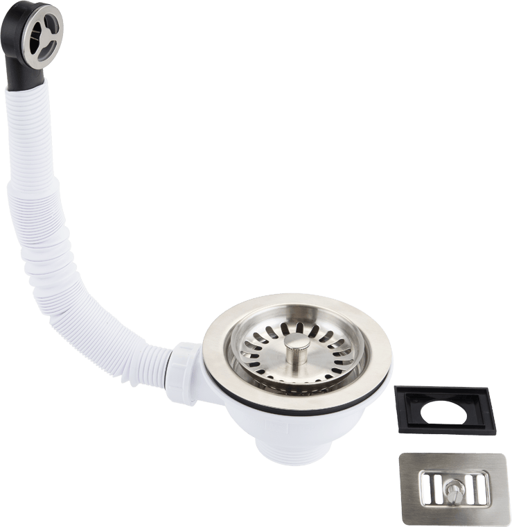 KSC1BN - 90mm waste with round and rectangular overflows in Brushed Nickel