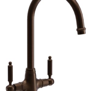 Ornate Twin Lever Monobloc Tap in Dark Bronze - Abode